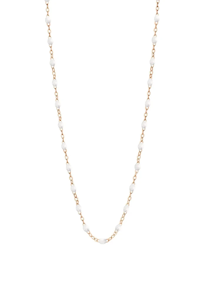 Collier Classique Gigi Or Rose Et Résines Blanc 50cm
