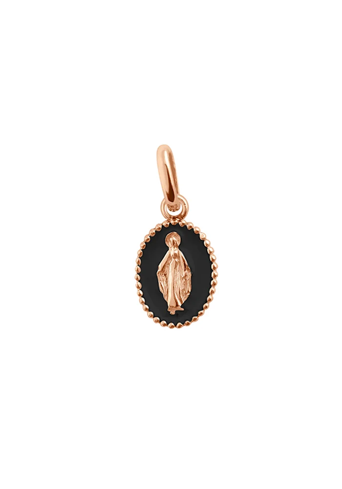Pendentif Madone Or Rose Résine Noir