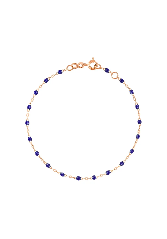 Bracelet Classique Gigi Or Rose Et Résines Bleu De Prusse 15cm