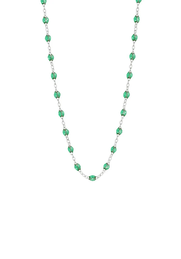 Collier Classique Gigi Or Blanc Et Résines Menthe 42 cm