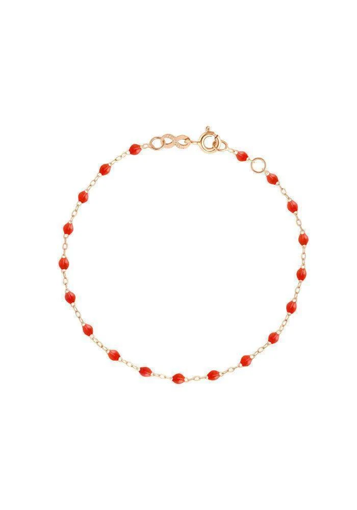 Bracelet Classique Gigi Or Rose Et Résines Corail 15cm