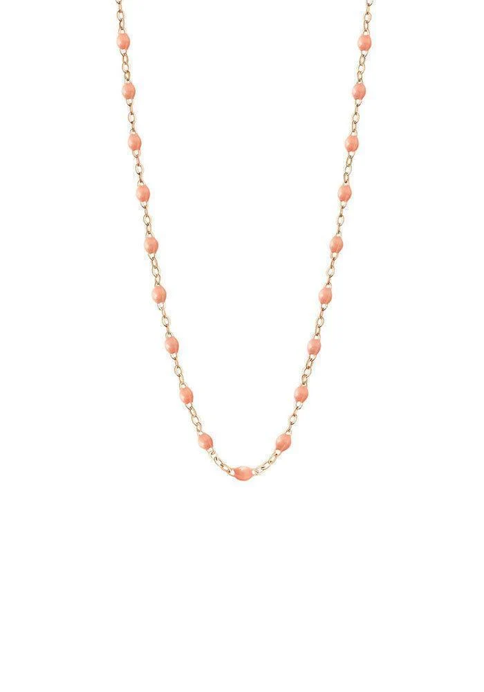 Collier Classique Gigi Or Rose Et Résines Saumon 42cm