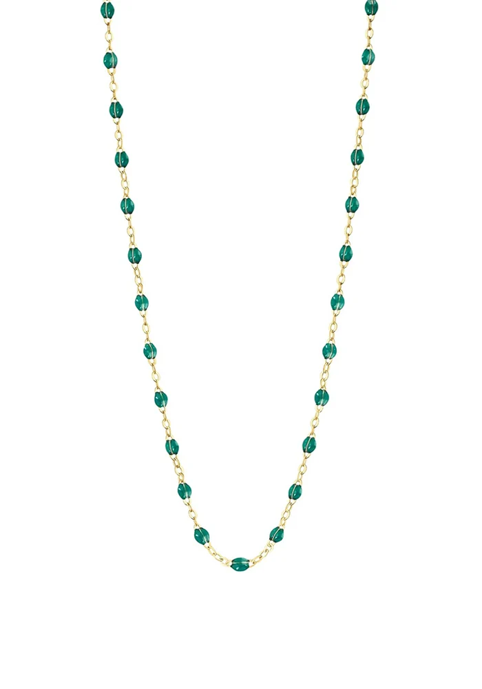 Collier Classique Gigi Or Jaune Et Résines Émeraude 50cm