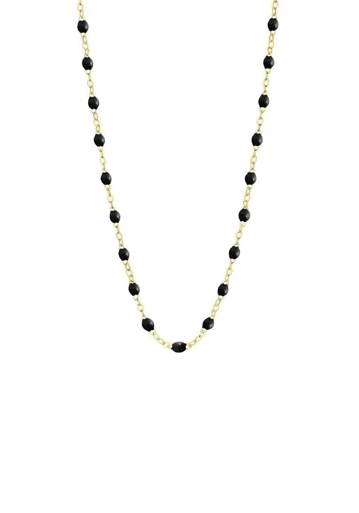 Collier Classique Gigi Or Jaune Et Résines Noir 42cm