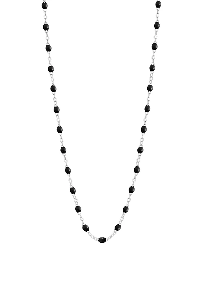 Collier Classique Gigi Or Blanc Et Résines Noir 50cm