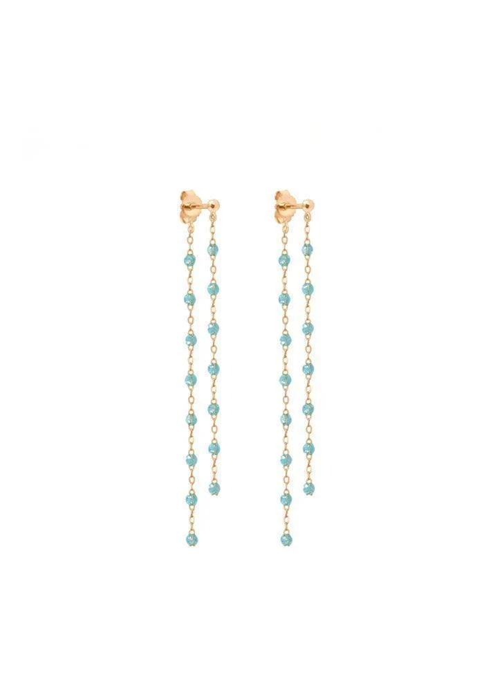 Boucles D'Oreilles Dansantes Classique Gigi Or Rose Et Résines Aqua