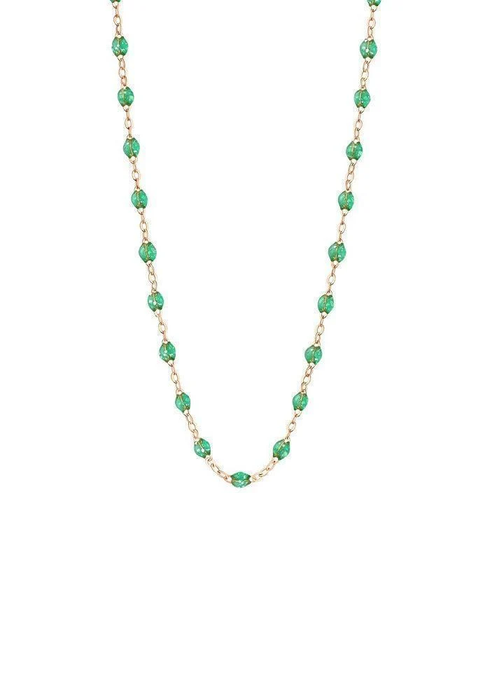 Collier Classique Gigi Or Rose Et Résines Menthe 42cm