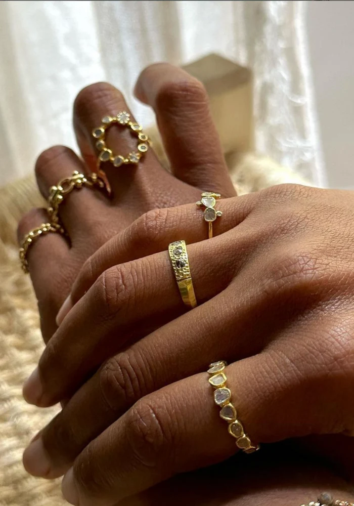 Bague Alliance Tout Diamants Polki Sertis