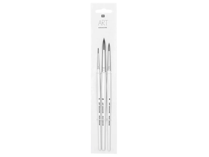 Lot de 3 pinceaux synthétiques gouache - Rico Design