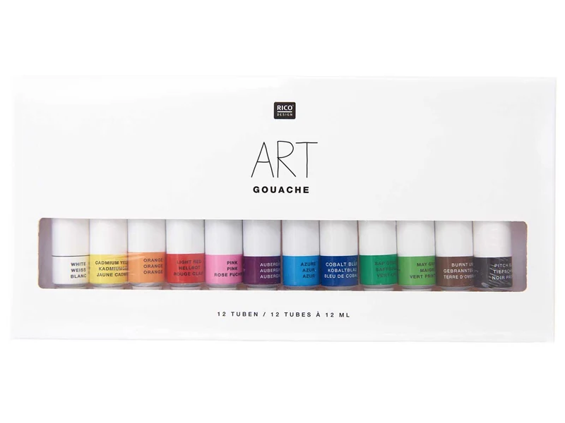 Lot de 12 tubes 12 ml de gouache fine