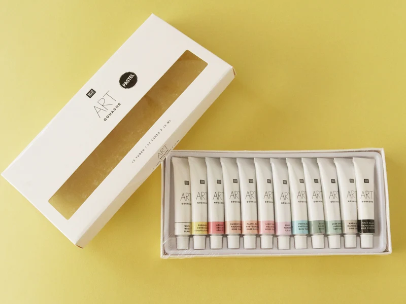 Lot de 12 tubes 12 ml de gouache fine couleur pastel