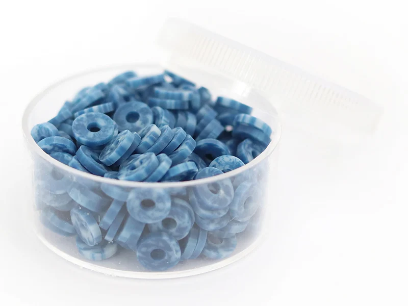 Boite de perles rondelles heishi 6 mm - bleu nature imitation pierre