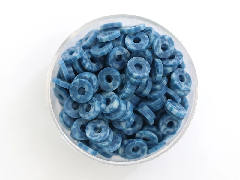 Boite de perles rondelles heishi 6 mm - bleu nature imitation pierre
