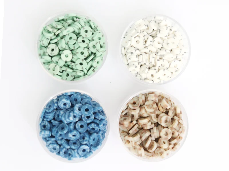 Boite de perles rondelles heishi 6 mm - bleu nature imitation pierre