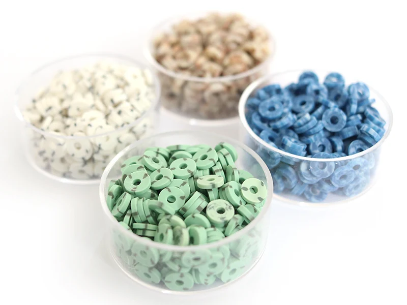 Boite de perles rondelles heishi 6 mm - bleu nature imitation pierre