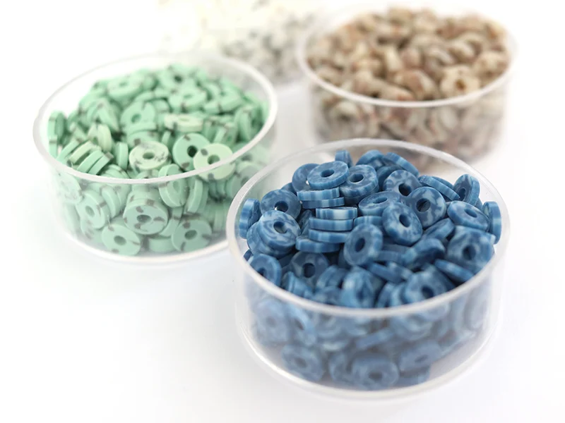 Boite de perles rondelles heishi 6 mm - bleu nature imitation pierre