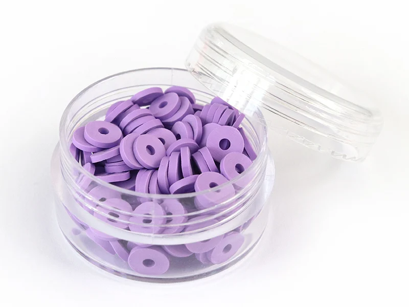 Boite de perles rondelles heishi 6 mm - mauve violet