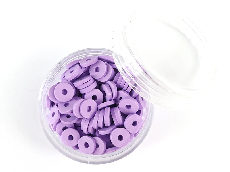 Boite de perles rondelles heishi 6 mm - mauve violet