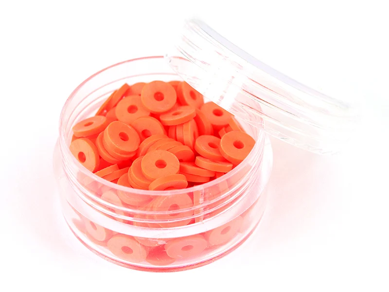 Boite de perles rondelles heishi 6 mm - rouge tomate - rouge orangé