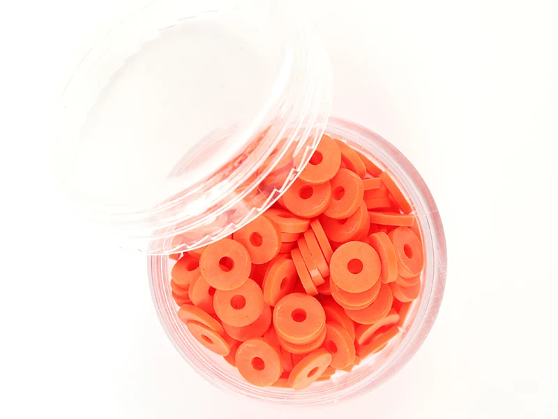 Boite de perles rondelles heishi 6 mm - rouge tomate - rouge orangé