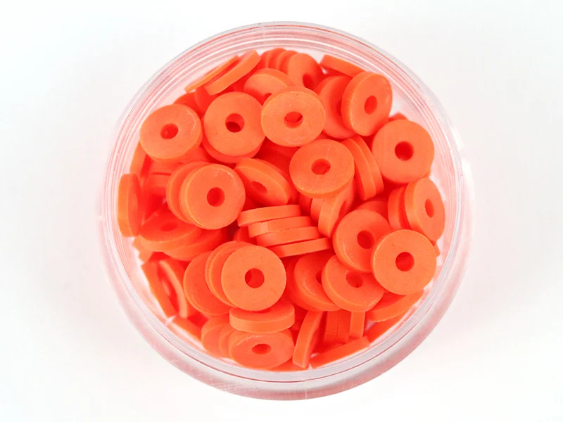 Boite de perles rondelles heishi 6 mm - rouge tomate - rouge orangé