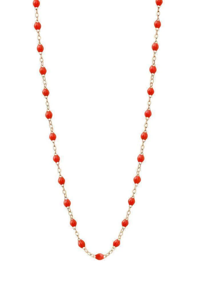Sautoir Classique Gigi Or Rose Et Résines Corail 60cm