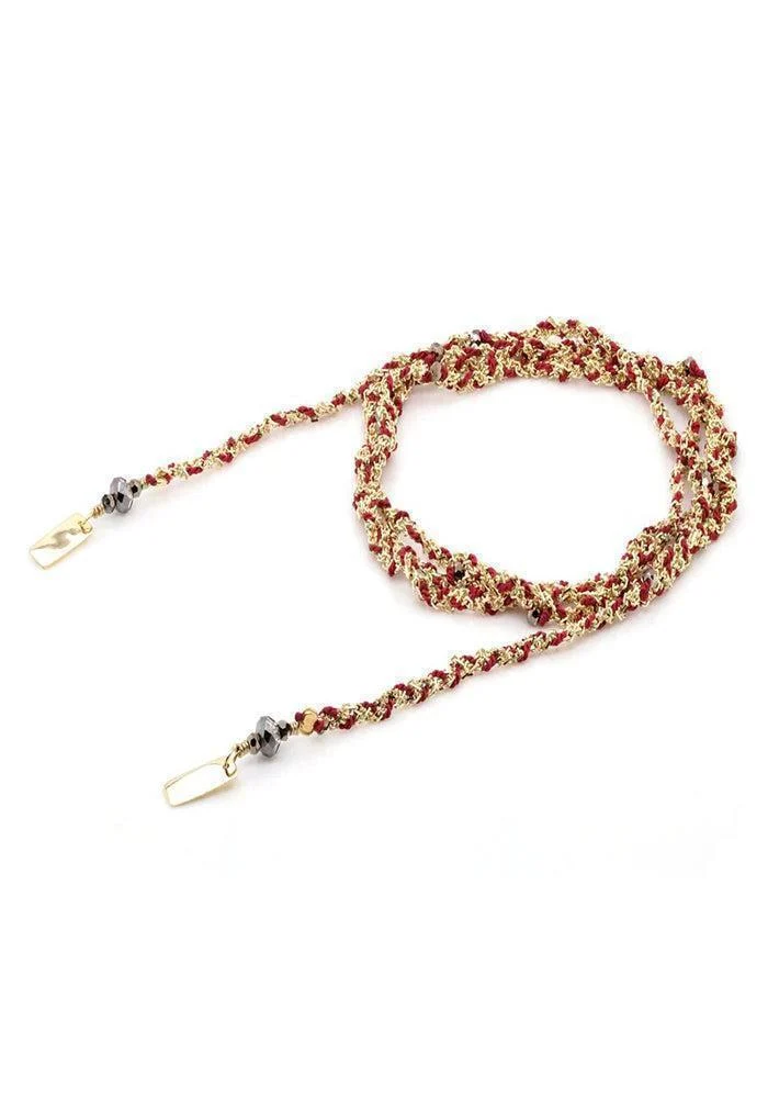 Bracelet N°182 Doré Et Bordeaux