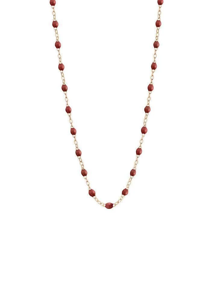 Collier Classique Gigi Or Rose Et Résines Bordeaux 42cm