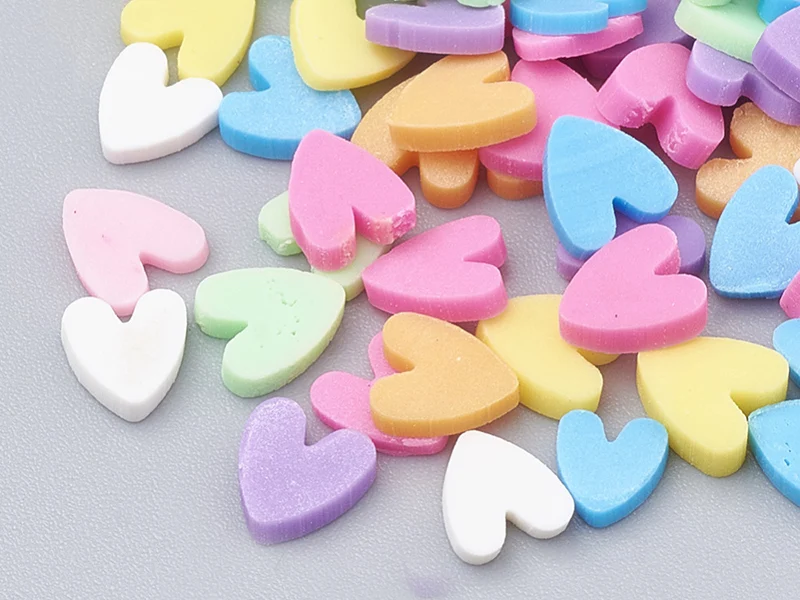 Confettis en pâte polymère - coeurs pastel - 10 grammes