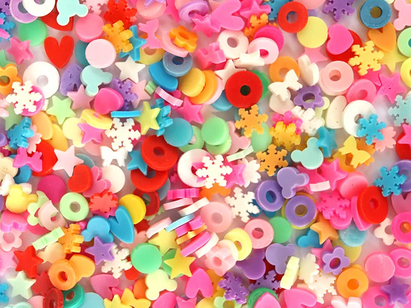 Confettis en pâte polymère -formes et couleurs variées - 10 grammes