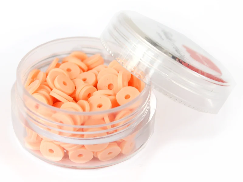 Boite de perles rondelles heishi 6 mm - orange pâle abricot