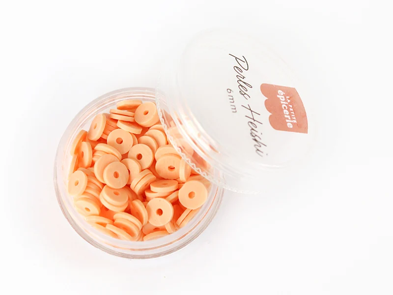 Boite de perles rondelles heishi 6 mm - orange pâle abricot