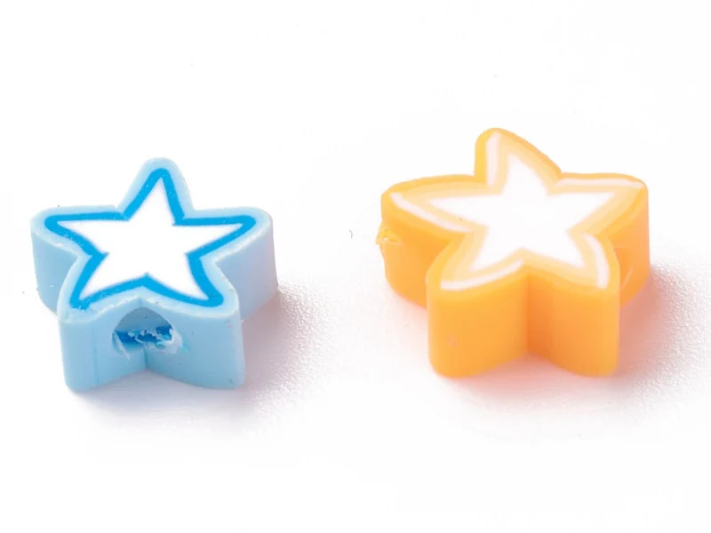 20 perles en pâte polymère - étoiles - multicolore