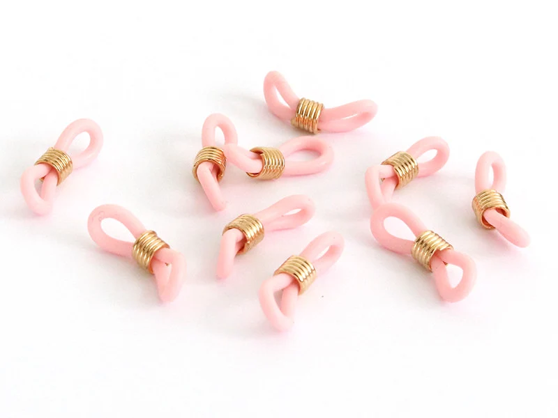 10 embouts pour cordon à lunettes - rose et doré