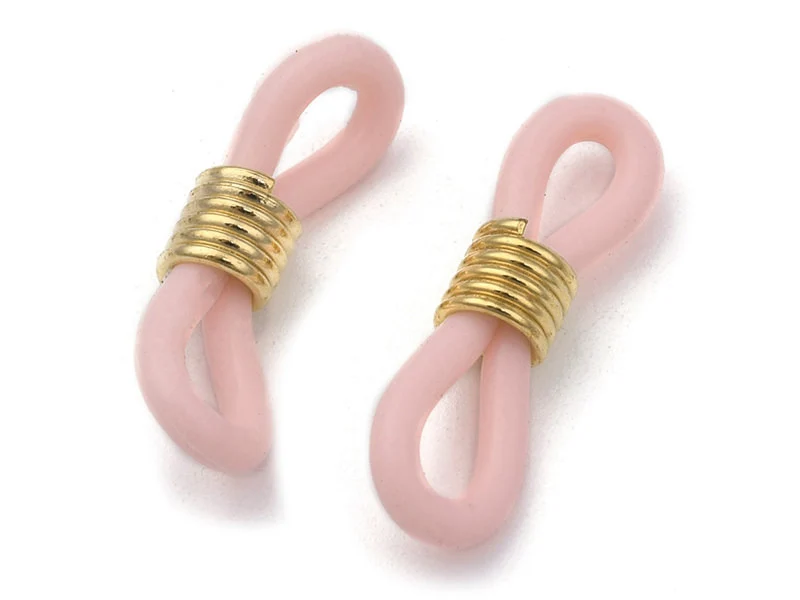 10 embouts pour cordon à lunettes - rose et doré