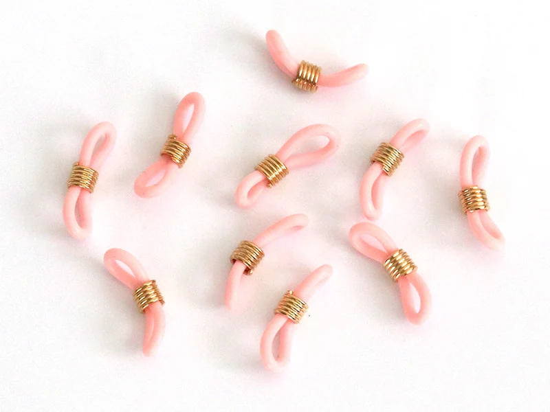 10 embouts pour cordon à lunettes - rose et doré