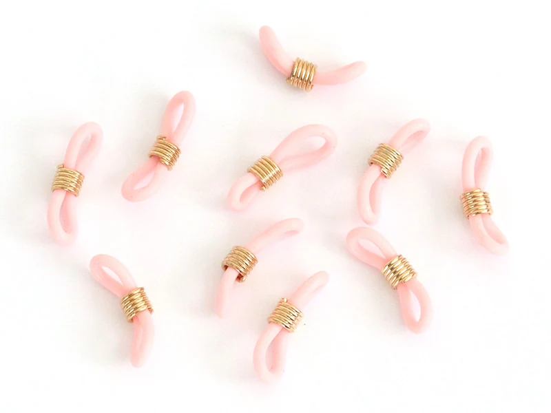 10 embouts pour cordon à lunettes - rose et doré