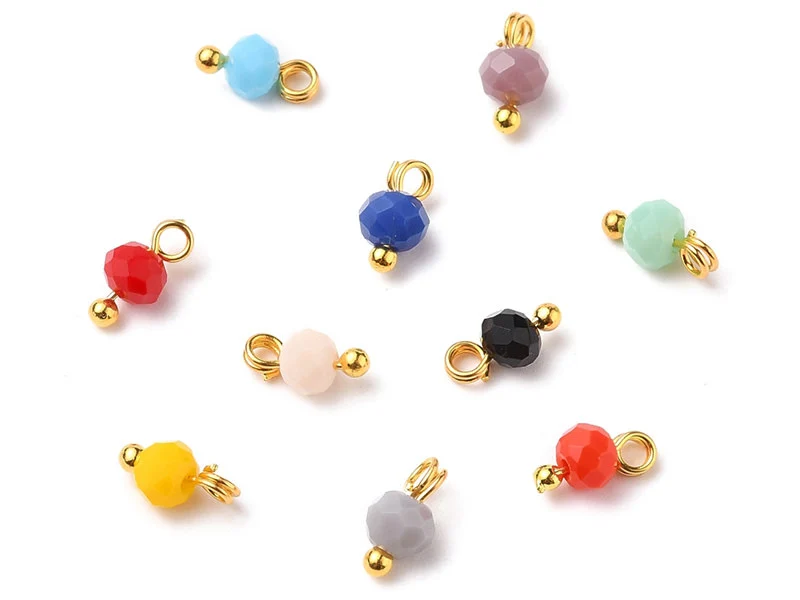 Lot de 10 pendentifs / breloques - perles multicolores à facettes - 4 mm