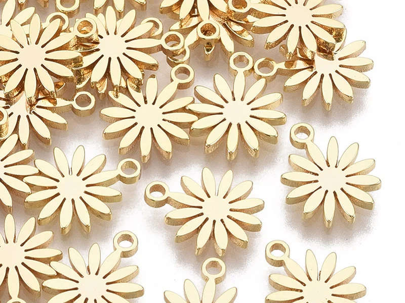 Pendentif mini paquerette - doré à l'or fin
