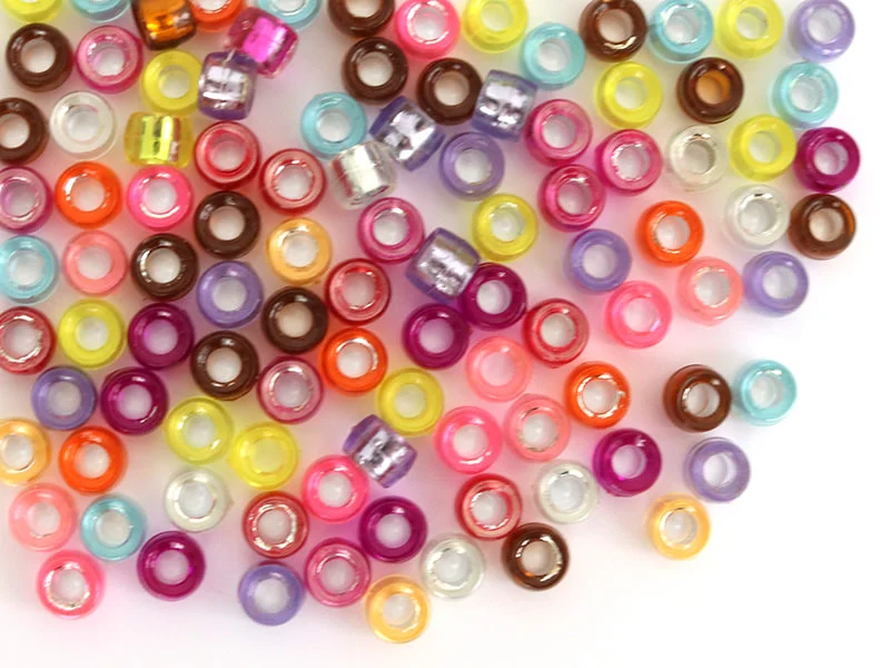 100 perles basiques en plastique - effet métallisé intérieur - 6 mm