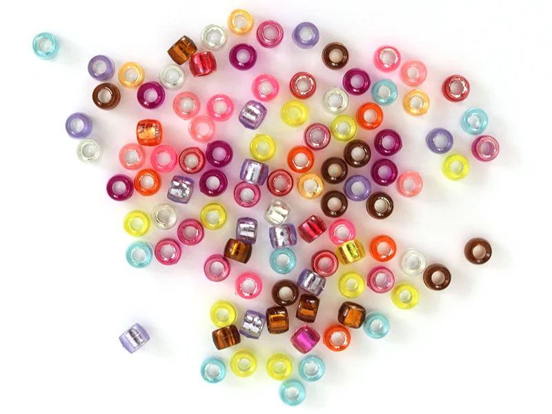 100 perles basiques en plastique - effet métallisé intérieur - 6 mm
