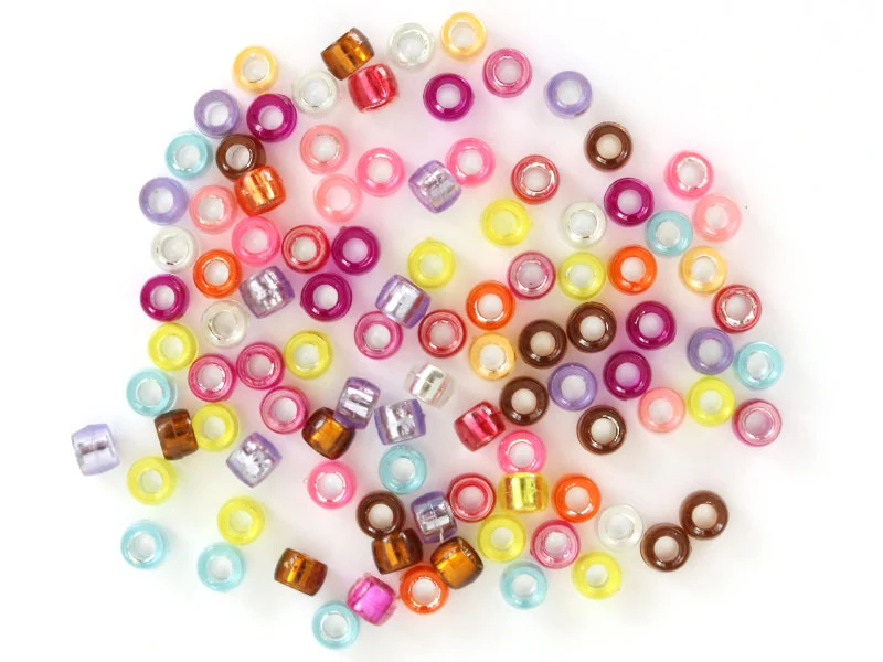 100 perles basiques en plastique - effet métallisé intérieur - 6 mm