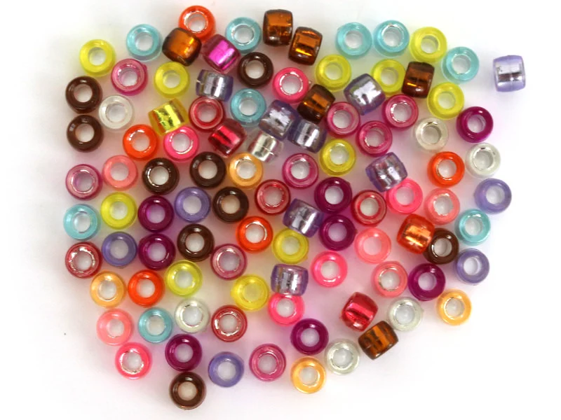 100 perles basiques en plastique - effet métallisé intérieur - 6 mm
