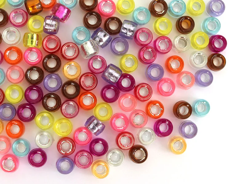100 perles basiques en plastique - effet métallisé intérieur - 6 mm