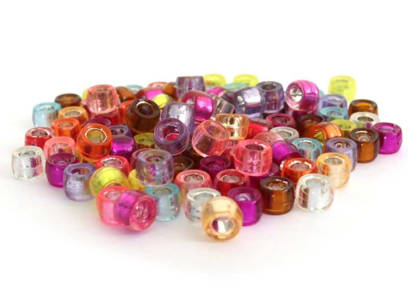 100 perles basiques en plastique - effet métallisé intérieur - 6 mm