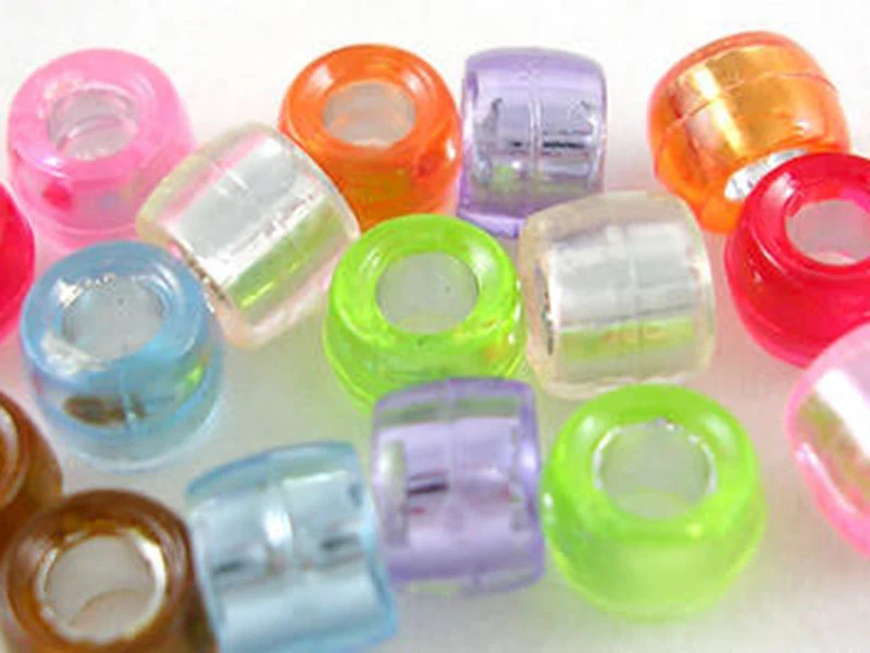 100 perles basiques en plastique - effet métallisé intérieur - 6 mm