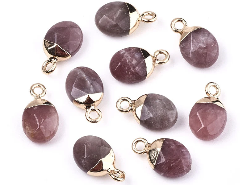 Pendentif en pierre naturelle - quartz cerise - ovale - 15 x 8 mm