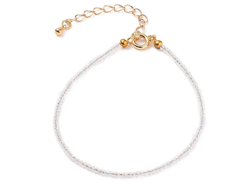 Bracelet en perles facétées - blanc irisé