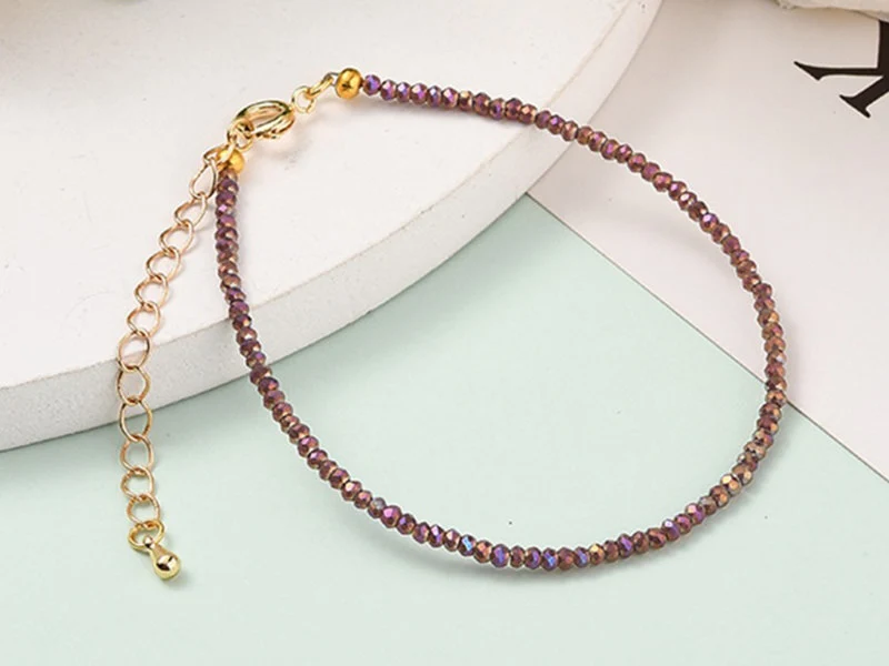 Bracelet en perles facétées - marron