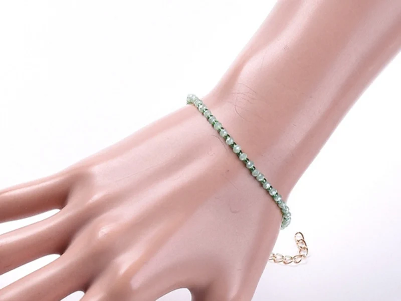 Bracelet à perles de verre - vert irisé